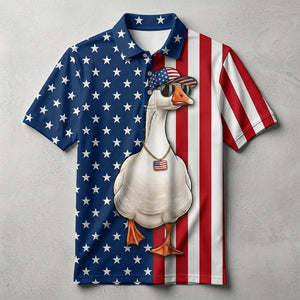 America Geese Hunting Funny Men Polo Shirt
