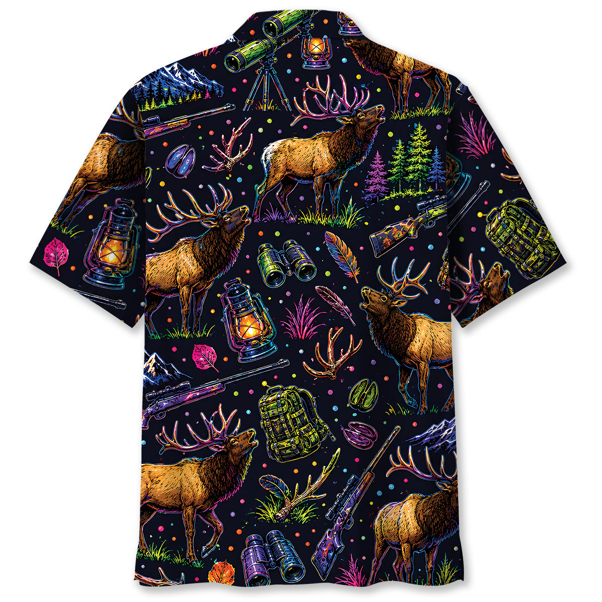 Elk Hunting Graphic Pattern Hawaiian Shirt