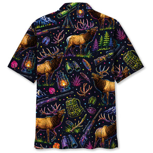 Elk Hunting Graphic Pattern Hawaiian Shirt
