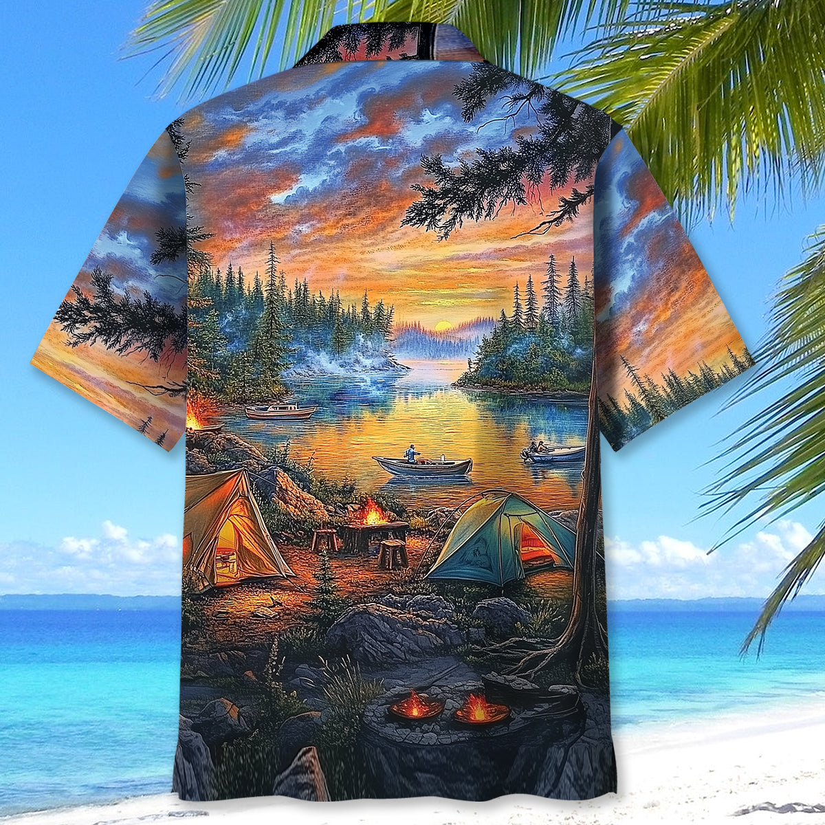 Campfire Vintage Painting Hawaiian Shirt