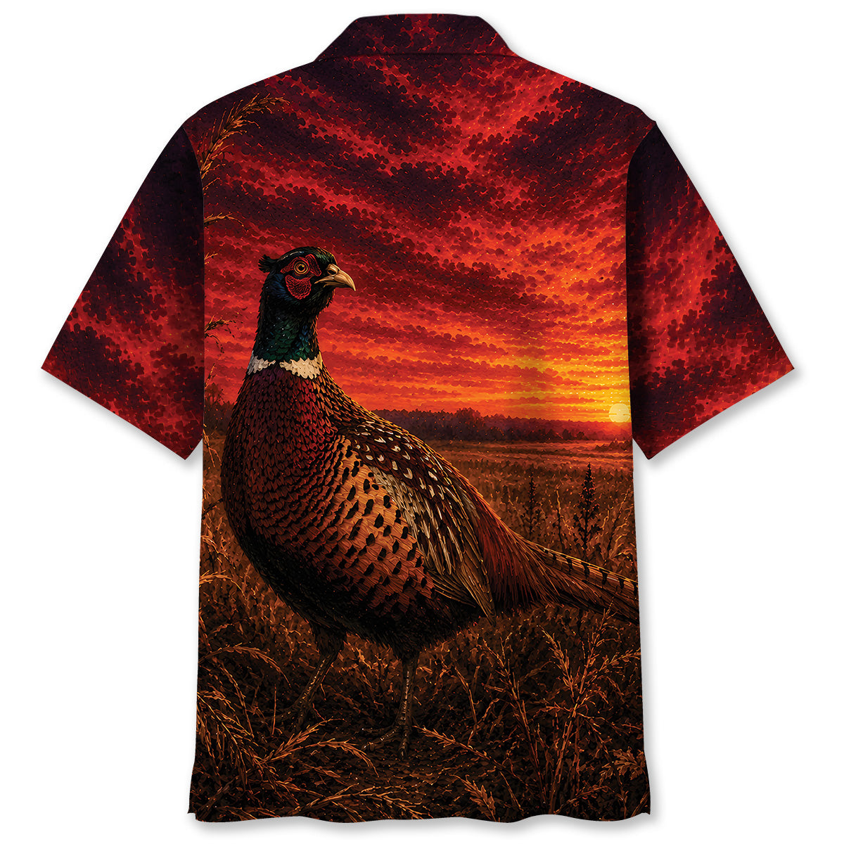 Pheasant Hunting Burnt Sky Hawaiian Shirt