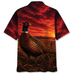 Pheasant Hunting Burnt Sky Hawaiian Shirt