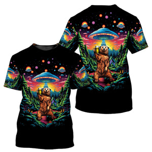 Bear Alien Night Drinking All Over Print Shirt