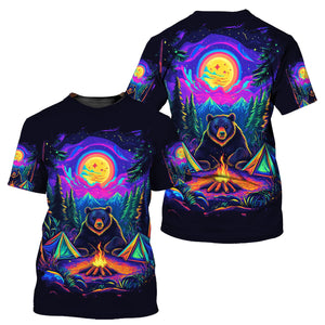 Camping Night With Bear All Over Print Shirt