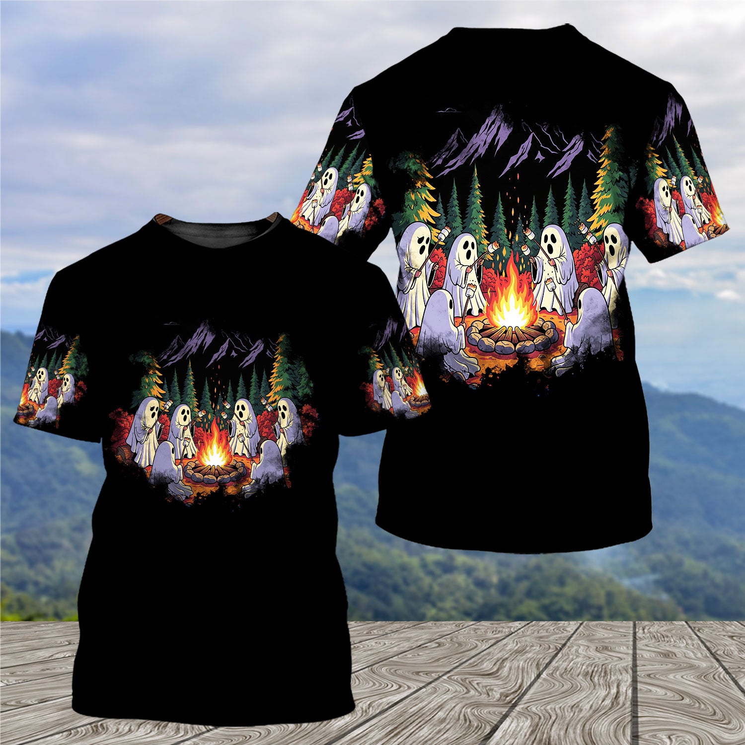 Ghost Camping Crew All Over Print Shirt