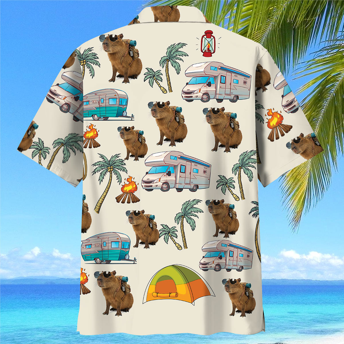 Capybara Camping Hawaiian Shirt