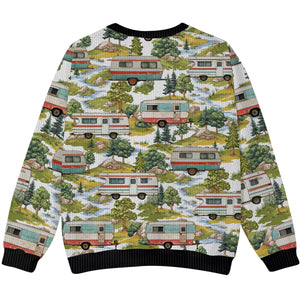 Camper Trailer Camping 80s Vintage Ugly Sweater
