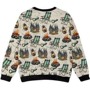 Alien and Bigfoot Camping Ugly Sweater