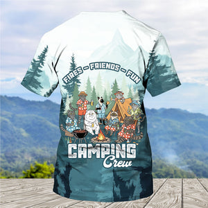 Friends, Fires, Fun Camping Crew Cats All Over Print Shirt