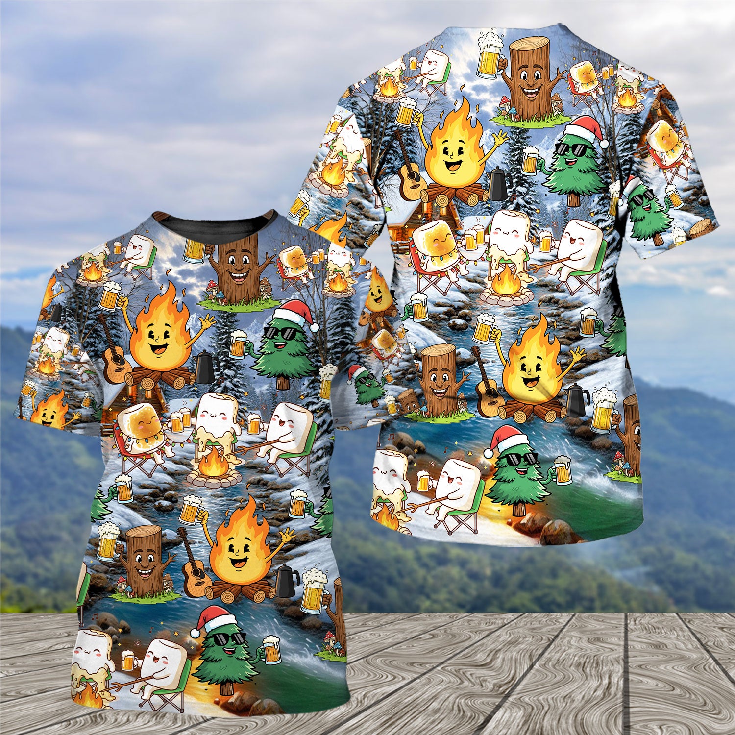 Camping Drinking Beer Party All Over Print Shirt