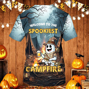 Custom Name Welcome To The Spookiest Campfire All Over Print Shirt