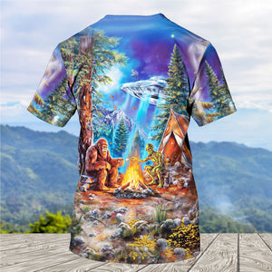 Bigfoot Alien Camping Night All Over Print Shirt
