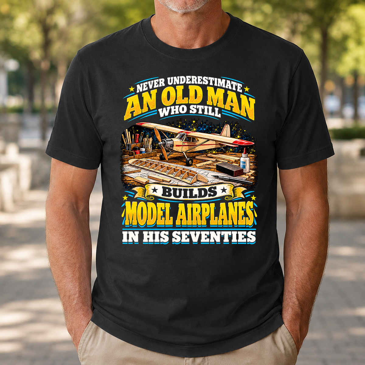 Yellow An Old Man Still Builds Model Airplanes In His Seventies - 4-TS2D-Black