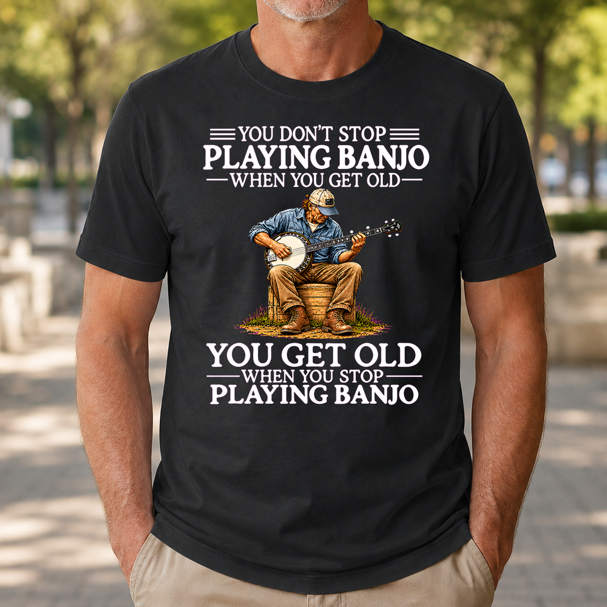 Old Man Don't Stop Playing Banjo - 4-TS2D-Black