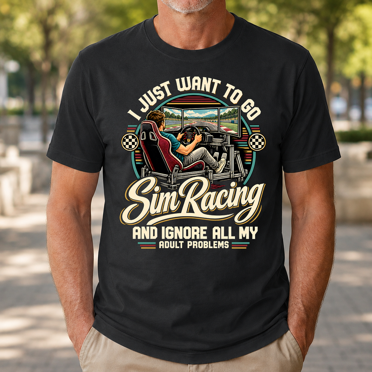 I Just Want To Go Sim Racing & Ignore All Adult Problems - 4-TS2D-Black
