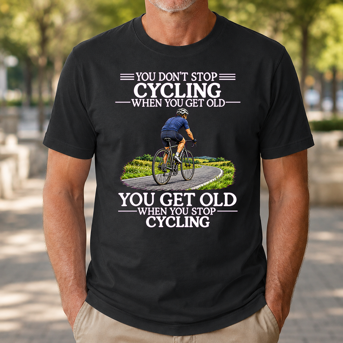 Old Man Don't Stop Cycling - 4-TS2D-Black