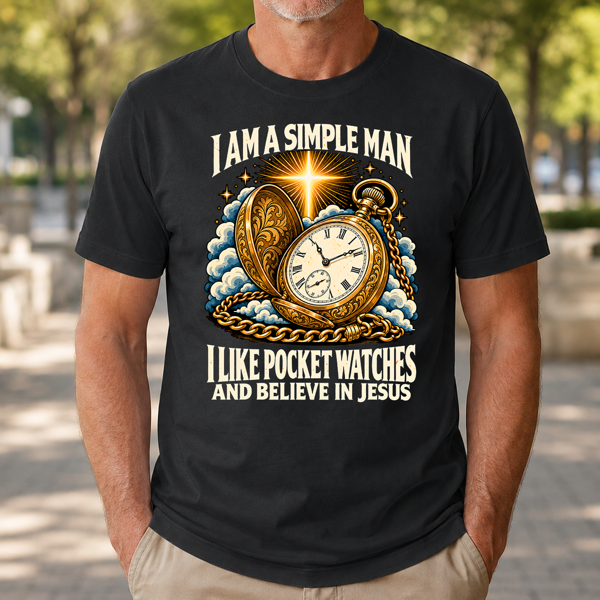 I Like Pocket Watches & Believe In Jesus - 4-TS2D-Black