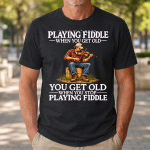 Old Man Don't Stop Playing Playing Fiddle - 4-TS2D-Black
