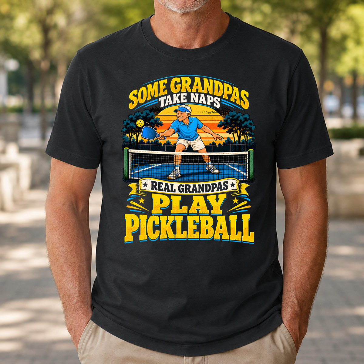 Real Grandpas Play Pickleball - 4-TS2D-Black