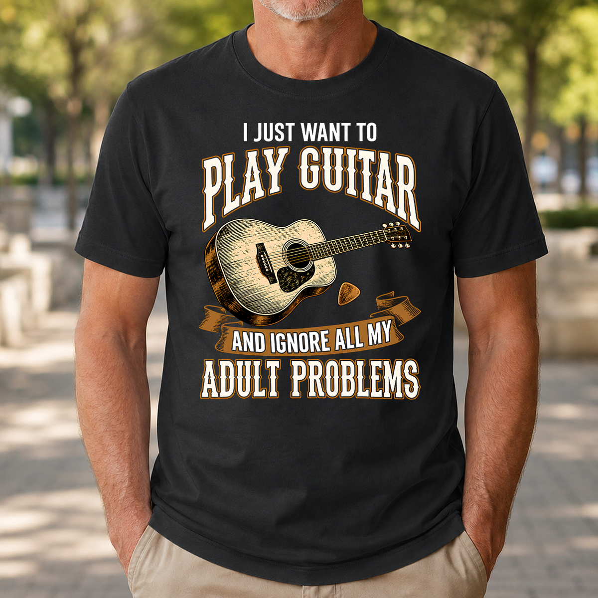 Vintage I Just Want To Play Guitar - 4-TS2D-Black