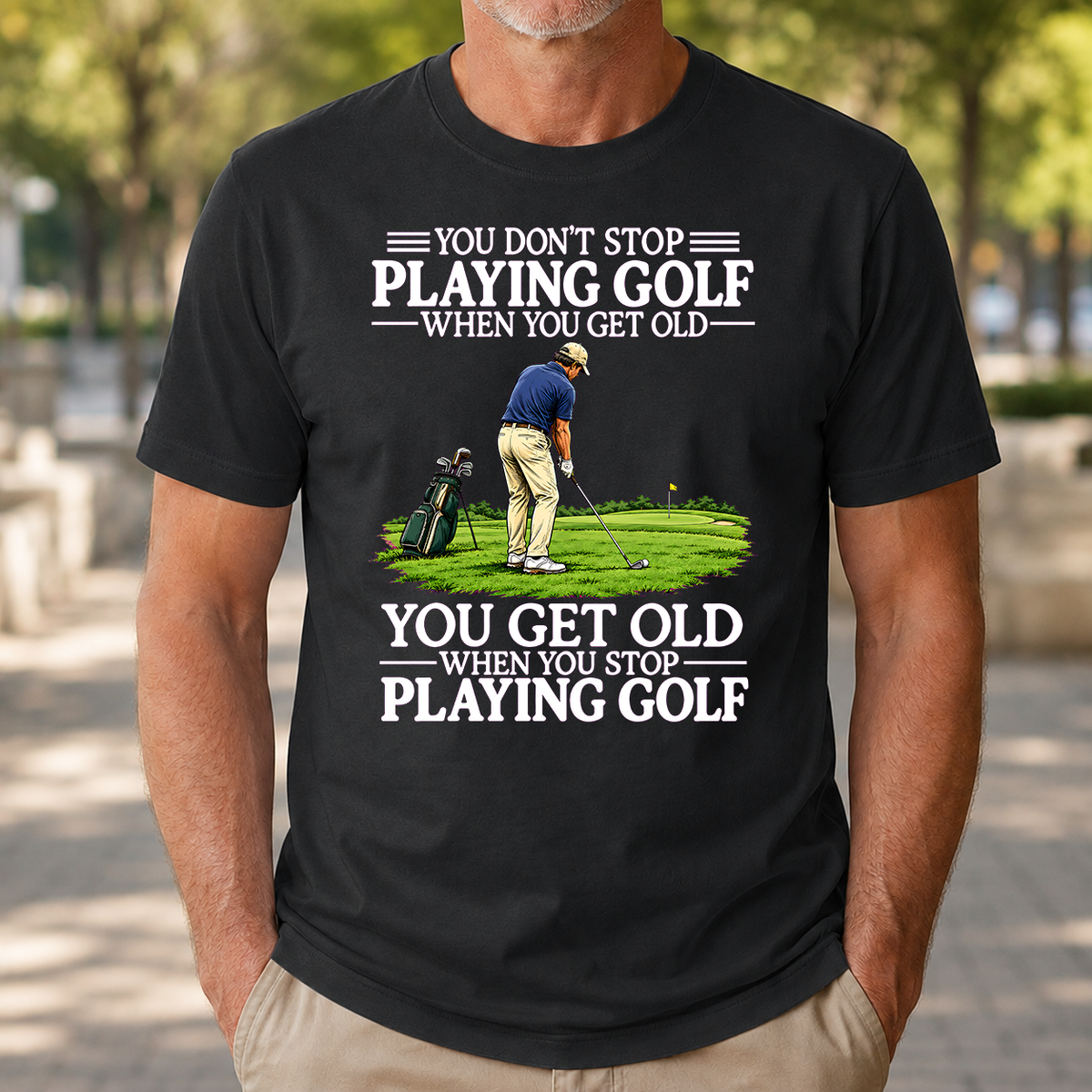 Old Man Don't Stop Golf - 4-TS2D-Black