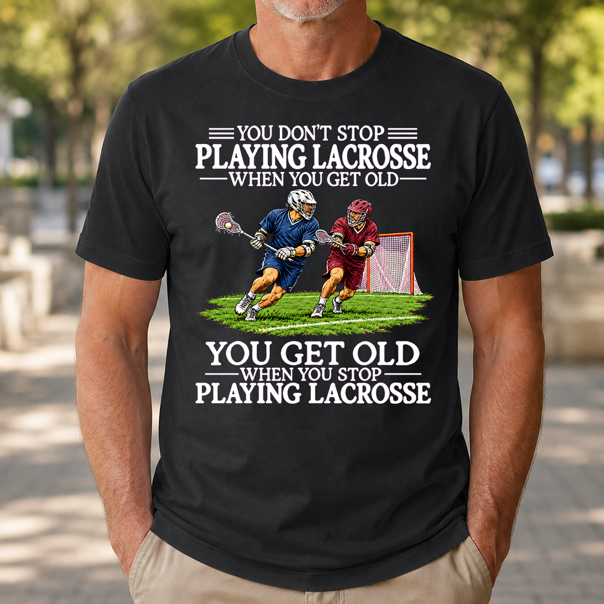 Old Man Don't Stop Lacrosse - 4-TS2D-Black