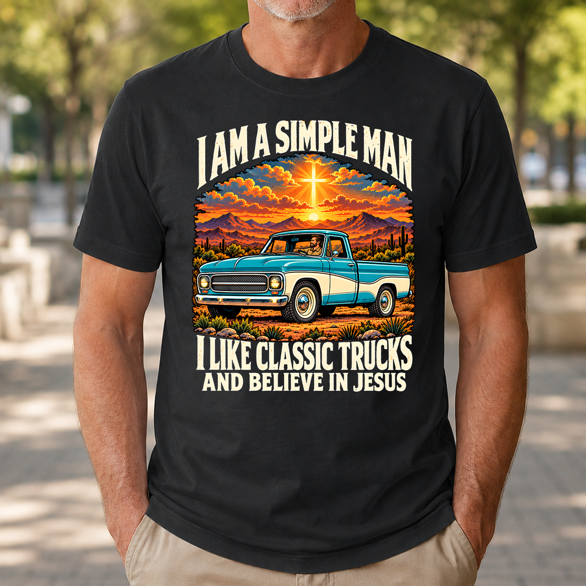 I Like Classic Trucks & Believe In Jesus - 4-TS2D-Black