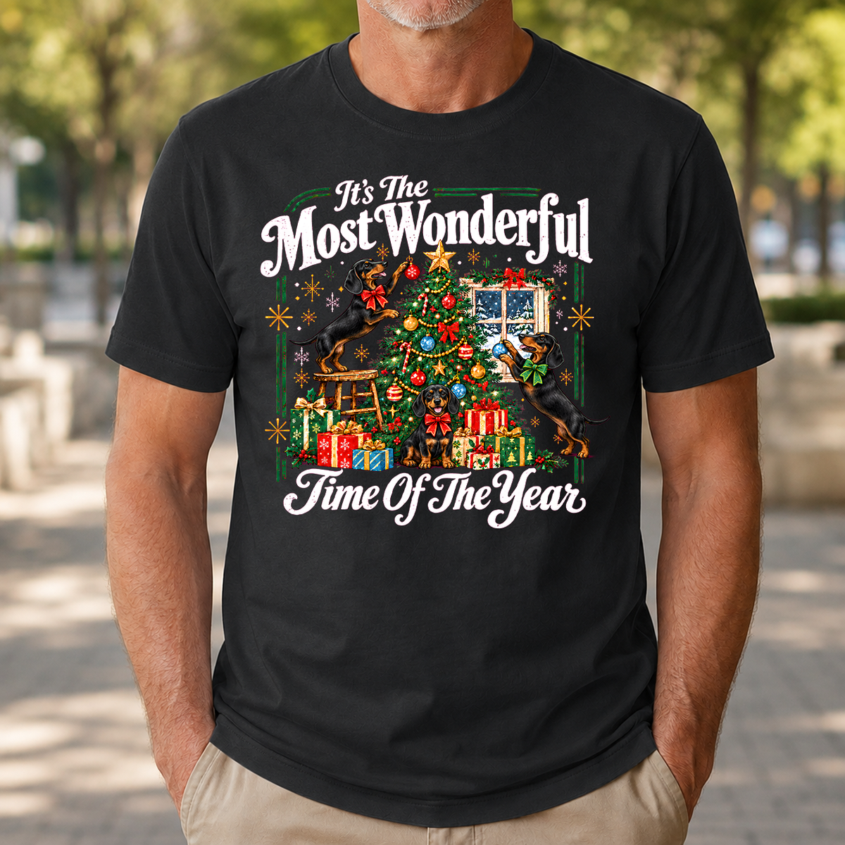 Wonderful Christmas Dachshund - 4-TS2D-Black
