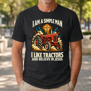 I Like Tractors & Believe In Jesus - 4-TS2D-Black