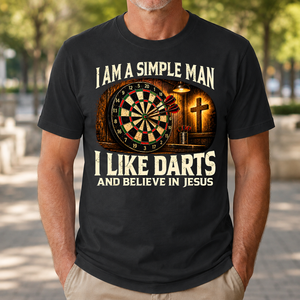 I Am Simple Man I Like Darts - 4-TS2D-Black