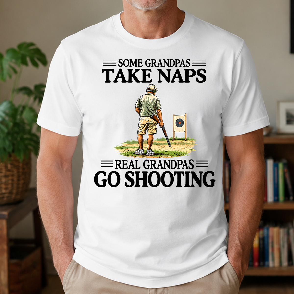 Real Grandpas Go Shooting Vintage - 4-TS2D-White