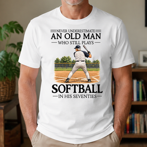 An Old Man Who Still Plays Softball In His Seventies - 4-TS2D-White