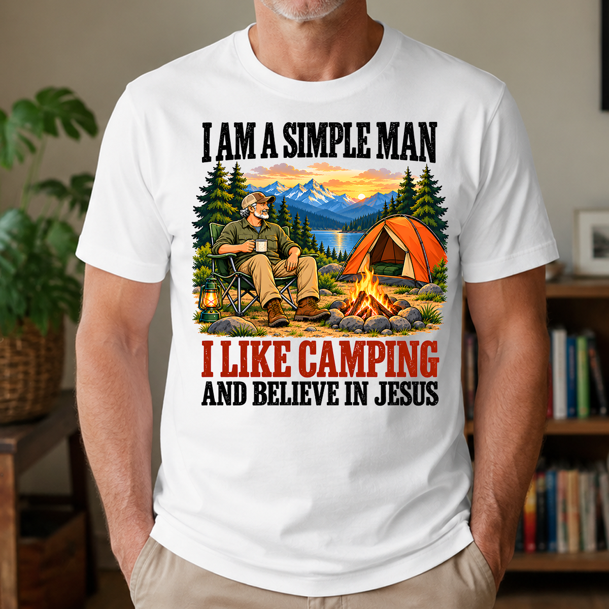 I Like Camping & Believe In Jesus - 4-TS2D-White