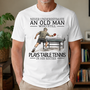 An Old Man Who Still Plays Table Tennis In His Sixties - 4-TS2D-White