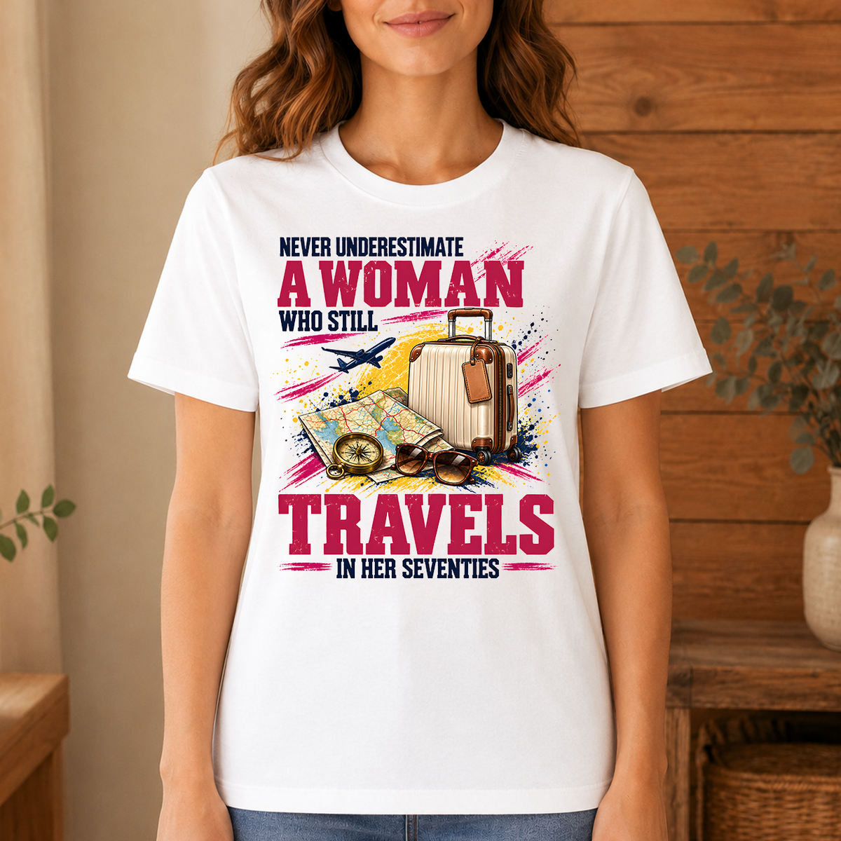 A Woman Still Travels In Her Seventies - 4-TS2D-White