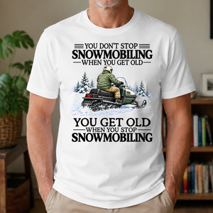 Don't Stop Snowmobiling Vintage Art - 4-TS2D-White