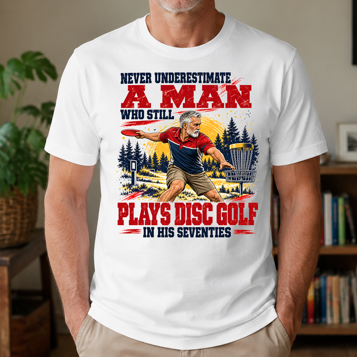 A Man Still Plays Disc Golf In His 70s - 4-TS2D-White