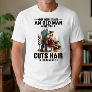 An Old Man Still Cuts Hair In His 70s - 4-TS2D-White