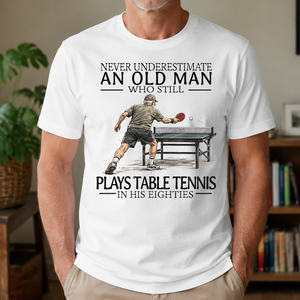 An Old Man Who Still Plays Table Tennis In His Eighties - 4-TS2D-White