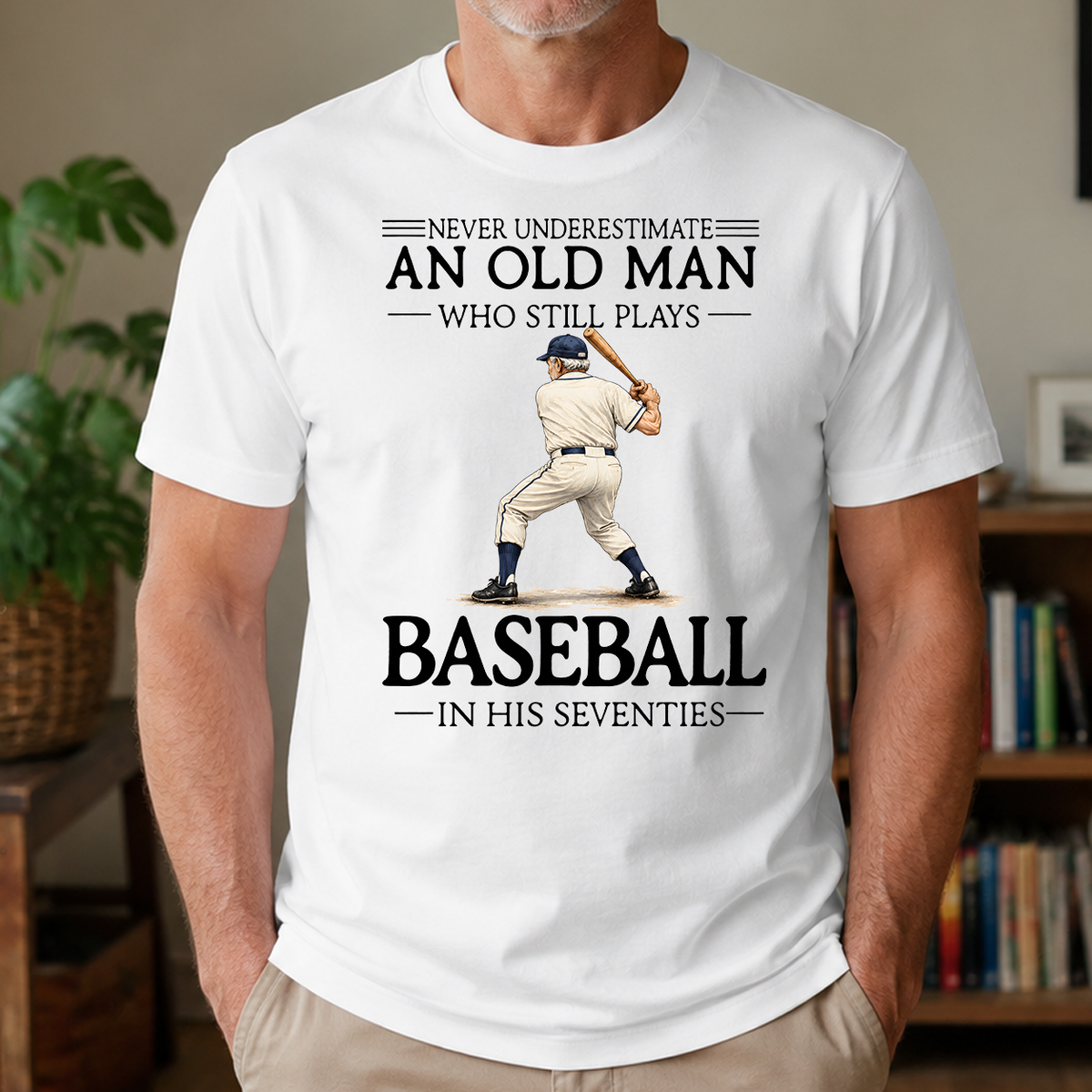 An Old Man Who Still Plays Baseball In His Seventies - 4-TS2D-White