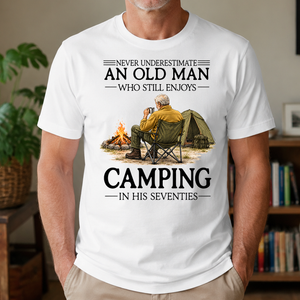 An Old Man Who Still Enjoys Camping In His Seventies - 4-TS2D-White