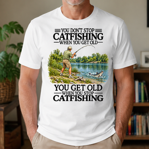 Don't Stop Cat Fishing Vintage - 4-TS2D-White