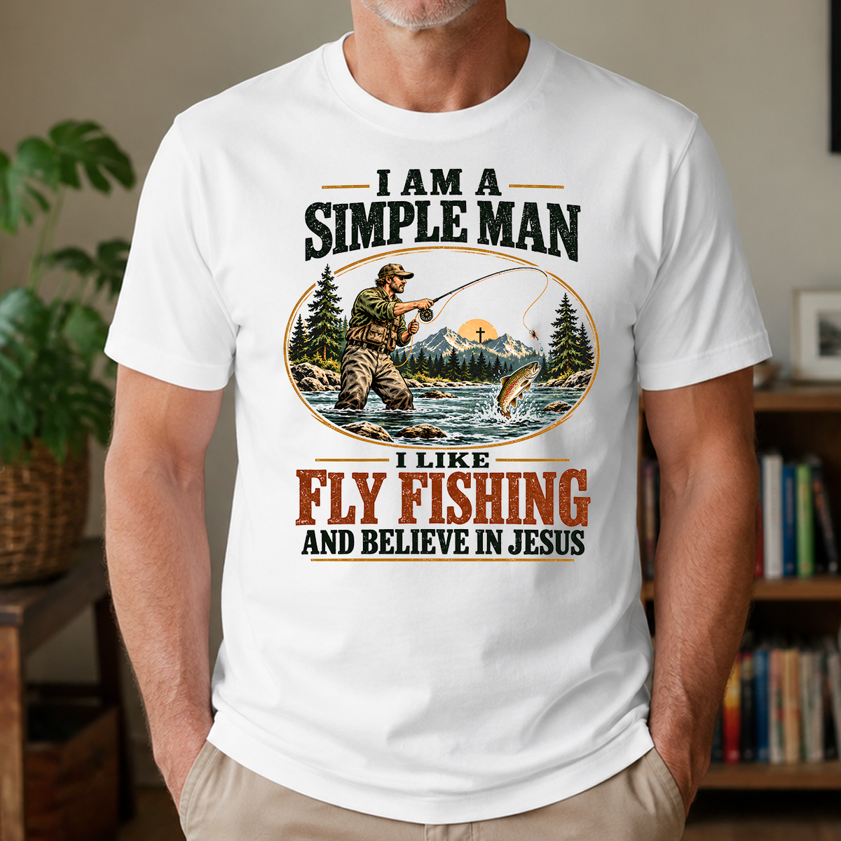 I Like Fly Fishing And Believe In Jesus - 4-TS2D-White