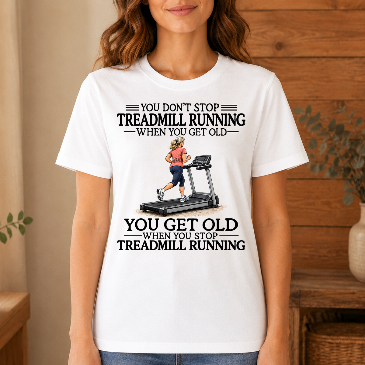 Don't Stop Treadmill Running Woman - 4-TS2D-White