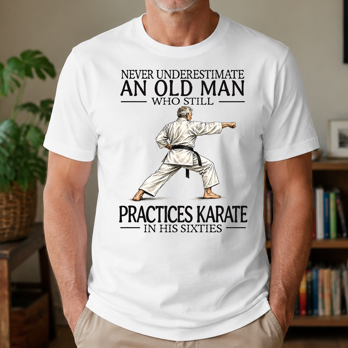 An Old Man Who Still Pratices Karate In His Sixties - 4-TS2D-White
