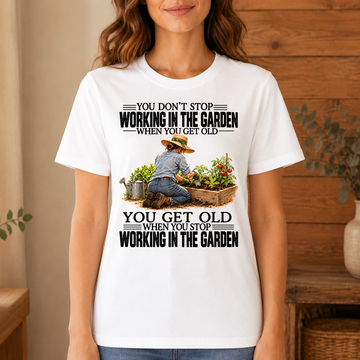 Vinatge You Get Old When You Stop Working In The Garden - 4-TS2D-White