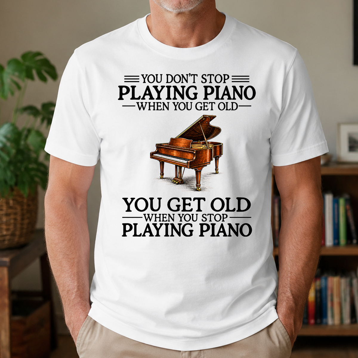 Don't Stop Playing Piano Vintage Art - 4-TS2D-White_7-TS2D-White