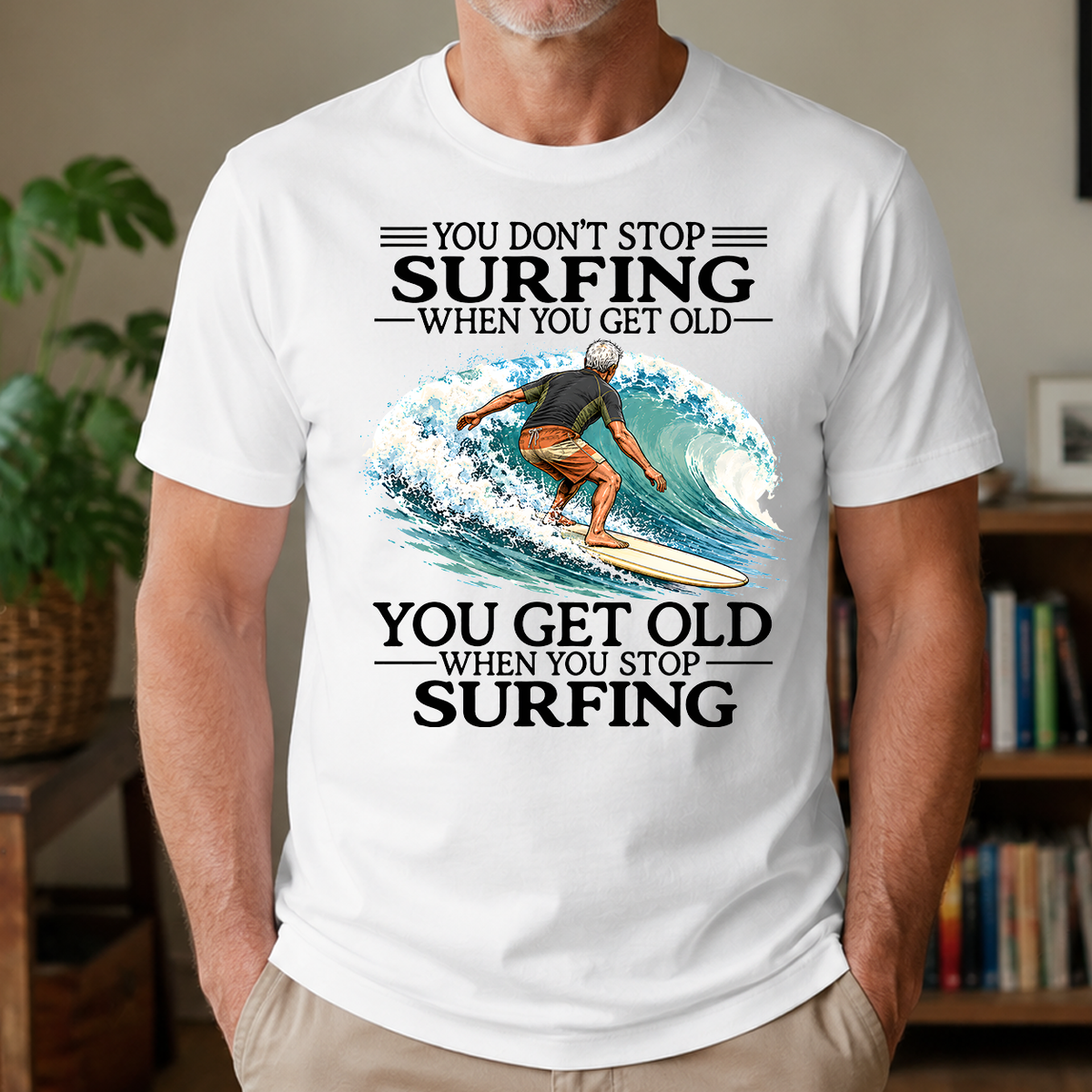Don't Stop Surfing Vintage Art - 4-TS2D-White