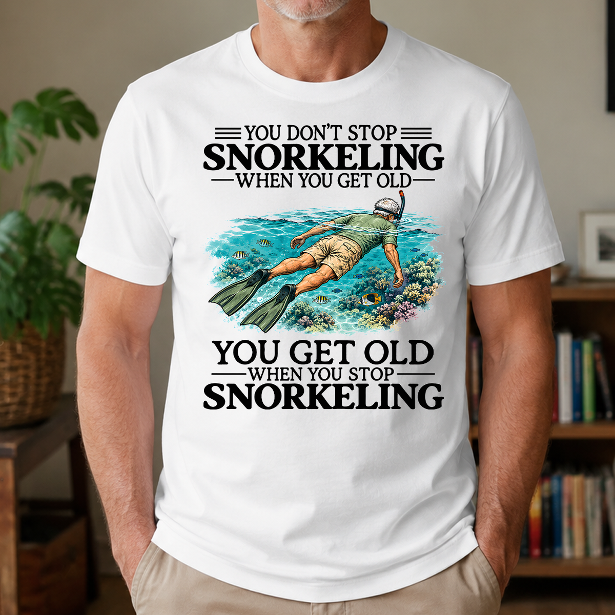 Don't Stop Snorkeling Vintage Art - 4-TS2D-White