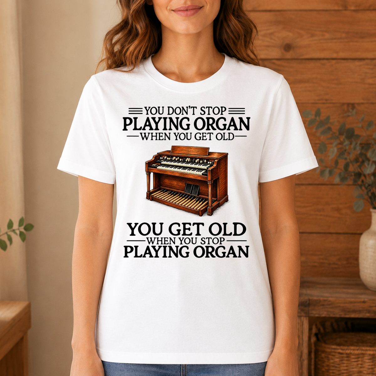 Don't Stop Playing Organ Vintage Art - 4-TS2D-White